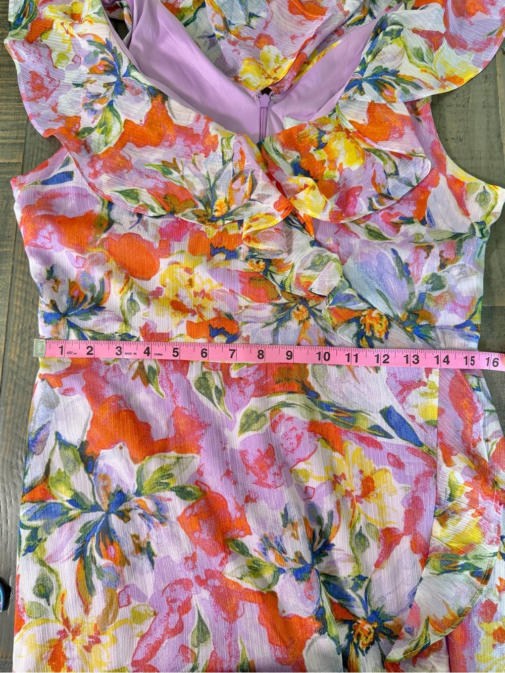 London Times Floral Print Ruffle Dress Women's Cottagecore Pastel Size 10 - Picture 11 of 12